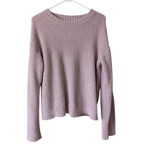 Mauve Crew Neck Boucle Textured Sweater Long Sleeves Sz. M